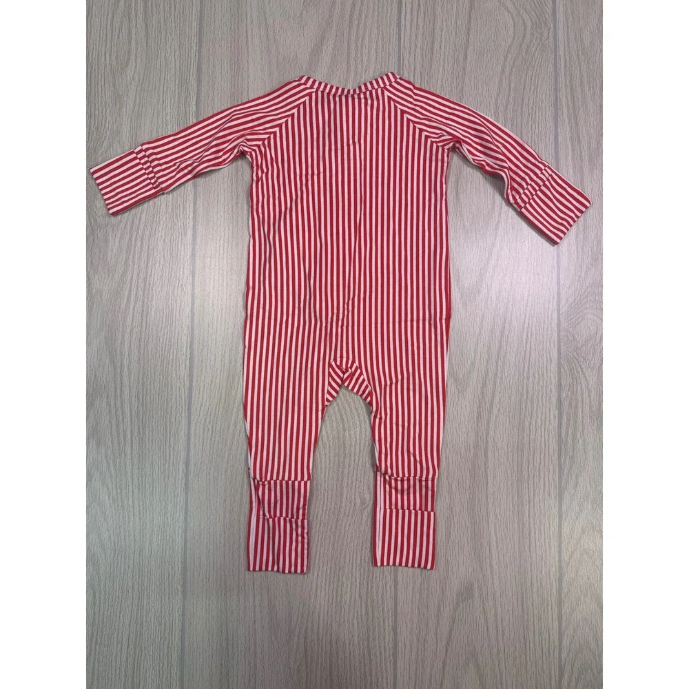 Dream With Silks Red Pin Stripe Bamboo Viscose Infant Romper 0-3 Months NWT